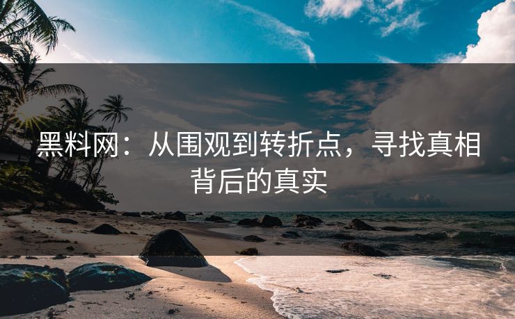 黑料网：从围观到转折点，寻找真相背后的真实