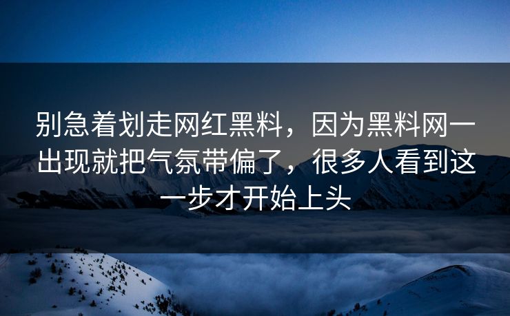 别急着划走网红黑料，因为黑料网一出现就把气氛带偏了，很多人看到这一步才开始上头