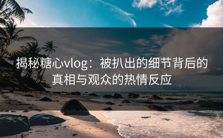 揭秘糖心vlog：被扒出的细节背后的真相与观众的热情反应