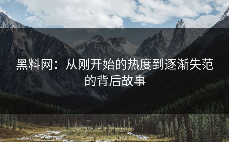 黑料网:从刚开始的热度到逐渐失范的背后故事 黑料网:从刚开始的热度到逐渐失范的背后故事