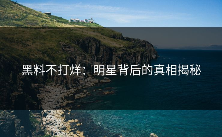 黑料不打烊：明星背后的真相揭秘