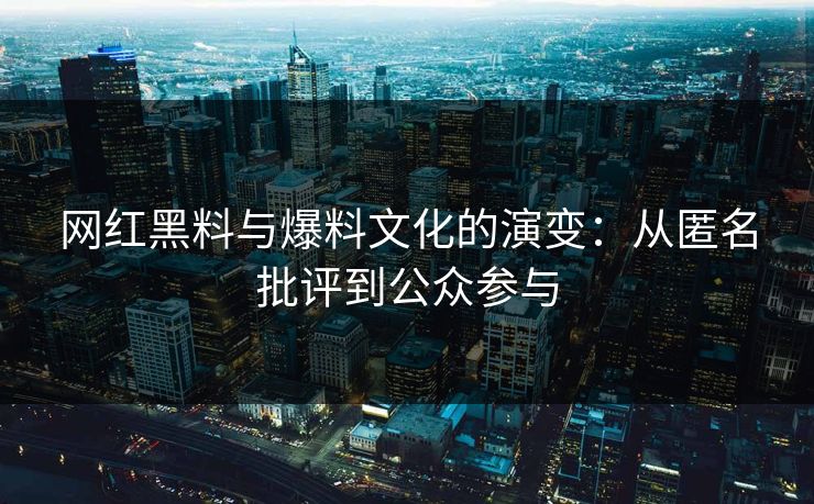 网红黑料与爆料文化的演变：从匿名批评到公众参与