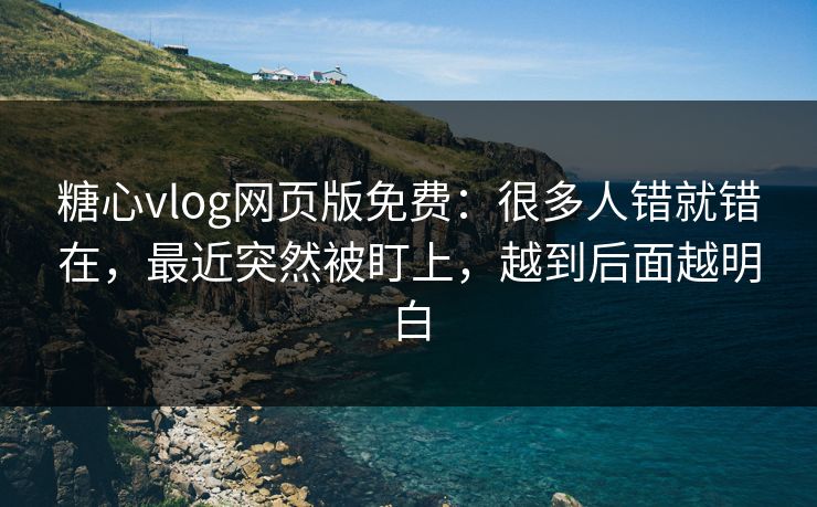 糖心vlog网页版免费：很多人错就错在，最近突然被盯上，越到后面越明白