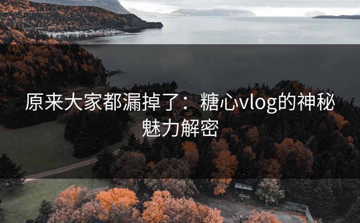 原来大家都漏掉了：糖心vlog的神秘魅力解密