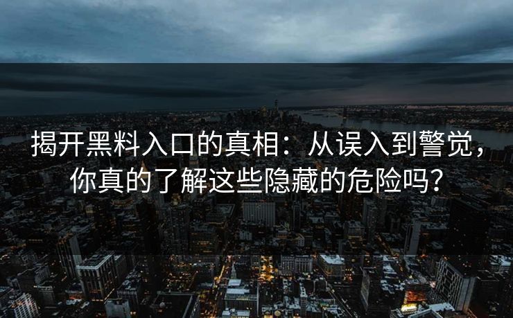 揭开黑料入口的真相：从误入到警觉，你真的了解这些隐藏的危险吗？