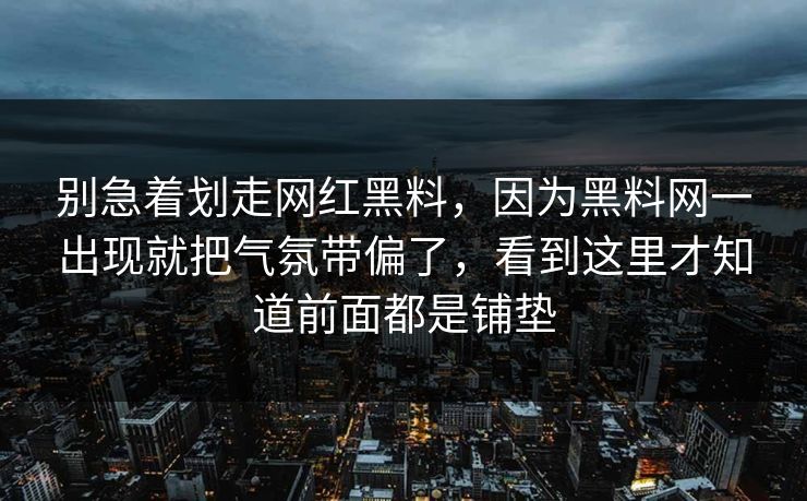 别急着划走网红黑料，因为黑料网一出现就把气氛带偏了，看到这里才知道前面都是铺垫