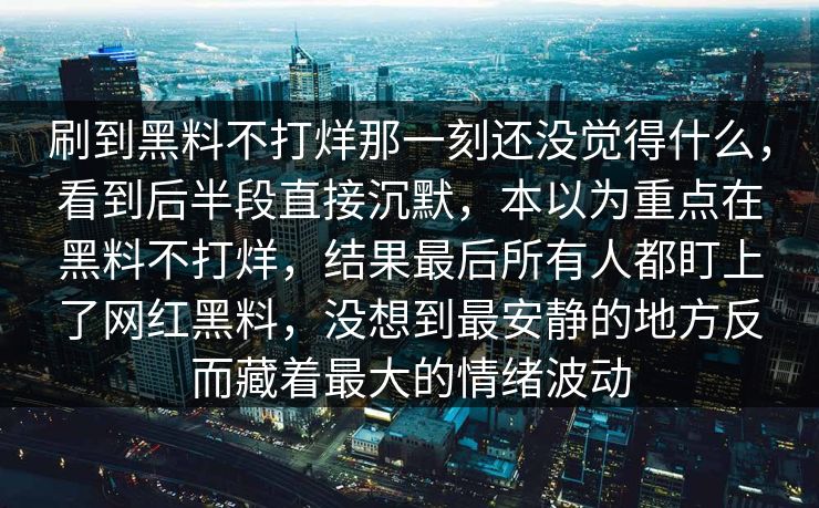 刷到黑料不打烊那一刻还没觉得什么，看到后半段直接沉默，本以为重点在黑料不打烊，结果最后所有人都盯上了网红黑料，没想到最安静的地方反而藏着最大的情绪波动