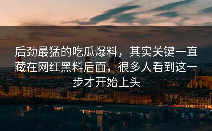 后劲最猛的吃瓜爆料，其实关键一直藏在网红黑料后面，很多人看到这一步才开始上头